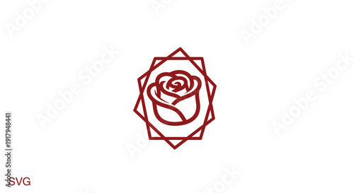 Red Rose Geometric Emblem Logo