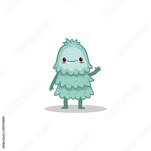 Cute cartoon monster on white background. Happy blue Alien. Funny monster in flat style. Vector illustration.