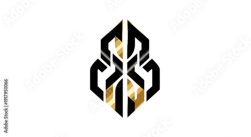 Abstract Geometric Logo Design, Black Gold Emblem