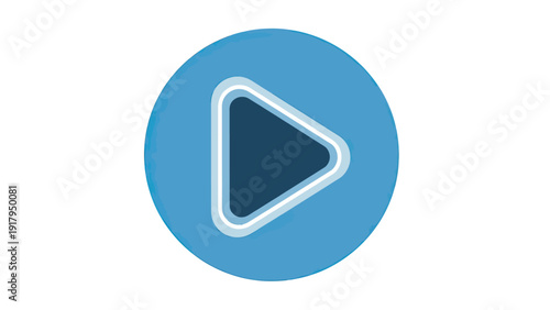 A blue button with a dark triangle inside a lighter triangle and a blue circle