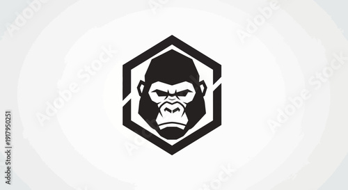 Gorilla Face Logo Emblem, Powerful Ape Head Icon