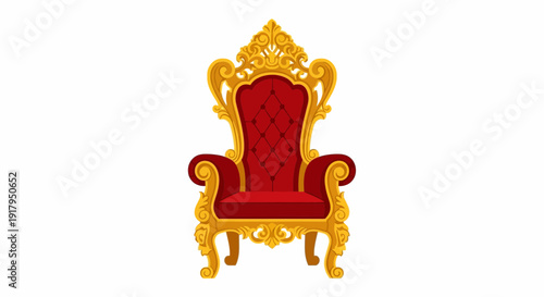 Ornate Golden Throne with Red Velvet Seat