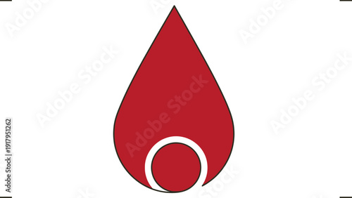 A red teardrop shape with a circle inside, on a white background