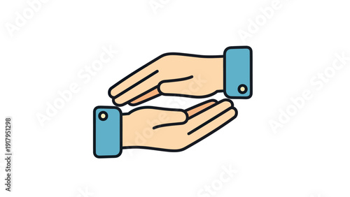 Vector graphic showing two hands, one above the other, in a gesture of support