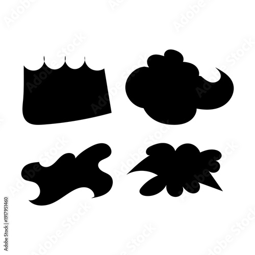 Collection of four black silhouette shapes