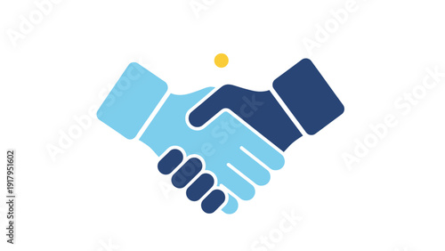Abstract depiction of two hands shaking, symbolizing agreement, in a simple graphic