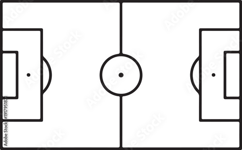 A diagram of a soccer field with goals on each side