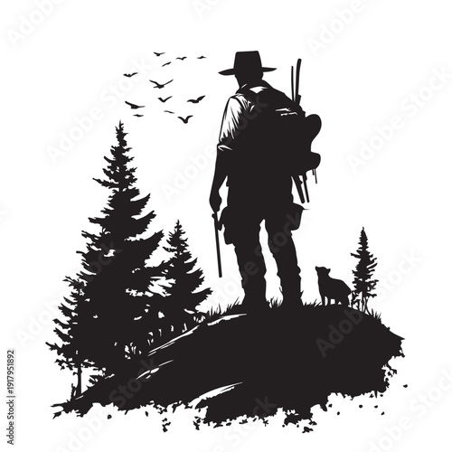 silhouette of a man with a backpack