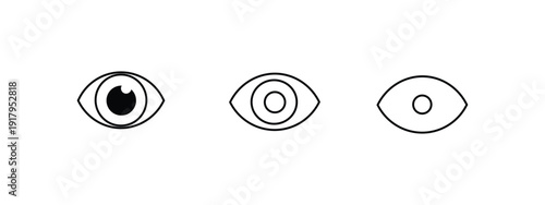 Three distinct and simple minimalist eye icons.