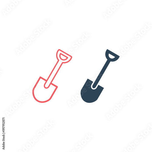 Shovel icons set flat. Illustration isolated vector sign symbol.