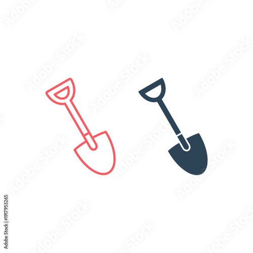 Shovel icons set flat. Illustration isolated vector sign symbol.