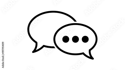 Two overlapping speech bubbles, one with ellipsis, in black against white background