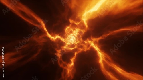 Intense solar flare explosion viewed from space with fiery plasma and energy release