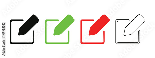 A collection of colorful and outlined pencil edit icons.