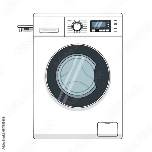 Modern Front Loading Washing Machine with Digital Controls for Home Laundry
