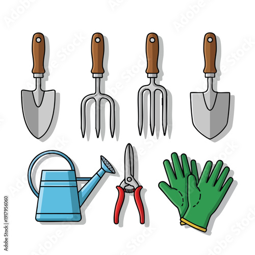 Set of Gardening Hand Tools and Accessories for Outdoor Care