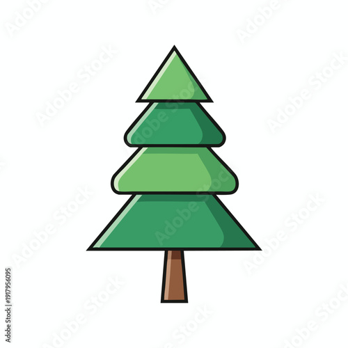 Stylized Green Pine Tree Illustration for Nature and Holiday Themes