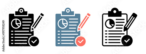 Report Summary Icon Collection Glyph & Mixed Style 