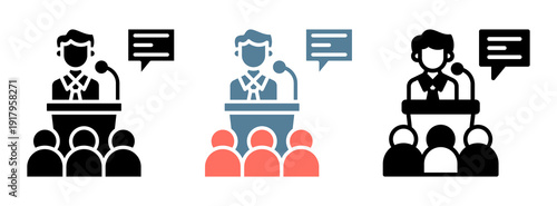 Speaker Session Icon Collection Glyph & Mixed Style 