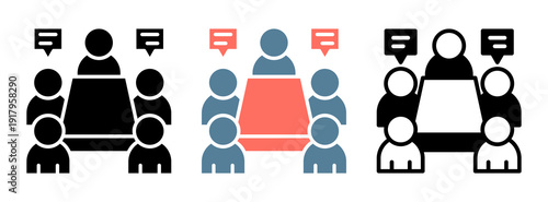 Conference Meeting Icon Collection Glyph & Mixed Style 