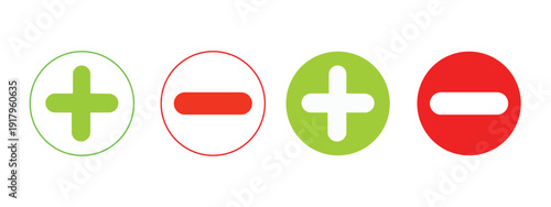 A combination of positive and negative circle icons.
