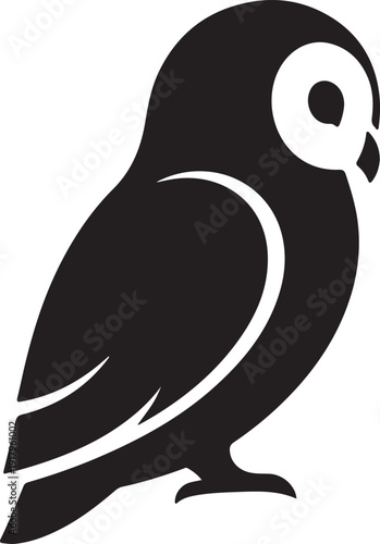 Owl Icon Cute Owl Silhouette Flat Black Vector.