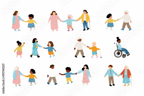 Diverse group of people holding hands representing unity and community