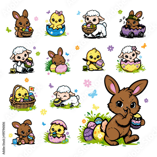 Frohe Osterm Sticker Set 