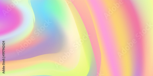 Iridescent holographic abstract rainbow seamless pattern. Vibrant background in 80s and 90s style. Tie dye art gradient effect. Unicorn wallpaper. Fairy tale backdrop.