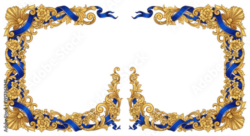 Baroque Floral Corner Border Vector Medieval Gold Manuscript