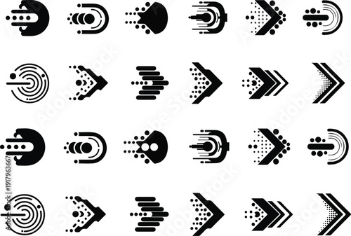 Set of speed lines vector icons, fast motion effect with black horizontal action lines, high ranking design for comic elements, superhero graphics, and dynamic action illustrations