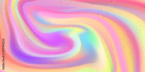 Iridescent holographic abstract rainbow seamless pattern. Vibrant background in 80s and 90s style. Tie dye art gradient effect. Unicorn wallpaper. Fairy tale backdrop.