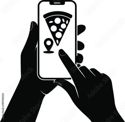 Mobile Food Delivery Application Ordering Pizza Online Concept