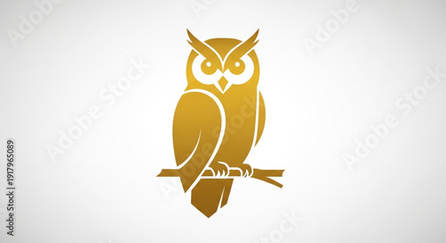 Golden Owl Logo Design on White Background.