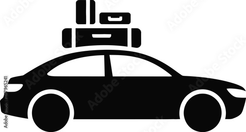 Travel Car with Luggage on Roof Road Trip Vacation Concept