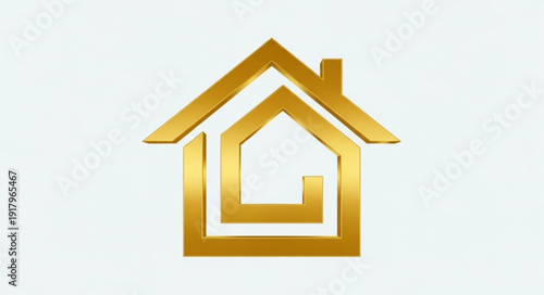 Bild auf Leinwand Golden Abstract House Shape Logo Design.