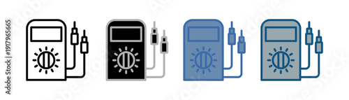 
Electrical instrument icon set multiple style collection with ammeter design