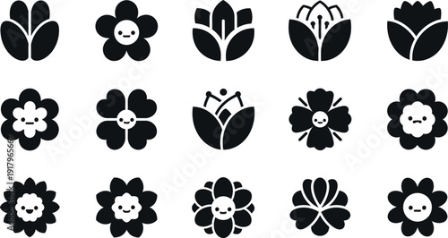 Black and white flower with smiling faces flowers