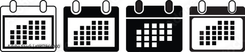 Four stylized calendar in black and white planning schedule date month