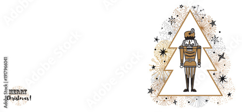 Nutcracker. Cute Christmas gorizontal poster. Christmas illustration.