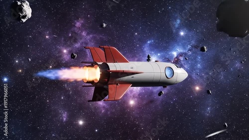 Wallpaper Mural Rocket Racing Through Colorful Space Nebula Adventure. Torontodigital.ca