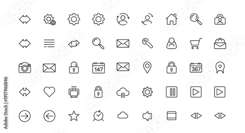 Essential User Interface Line Icons