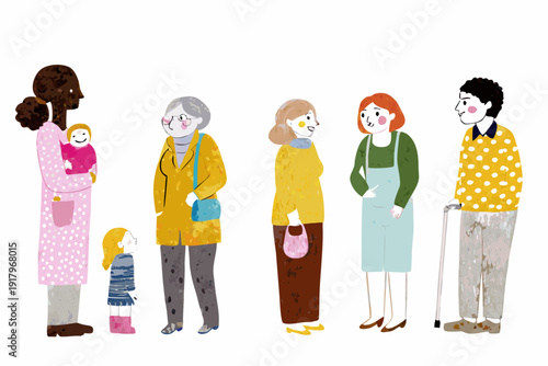 Diverse group of people including seniors and children standing together