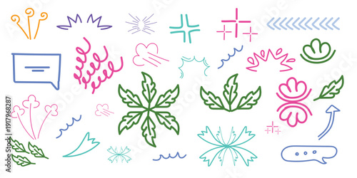 A colorful collection of various abstract shapes and floral designs