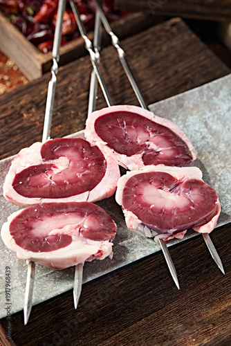 Wallpaper Mural Delicious BBQ charcoal-grilled lamb kidneys, fresh lamb kidneys Torontodigital.ca