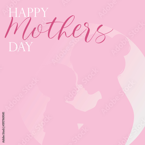 Mother and Baby Silhouette Mother’s Day Card in Soft Pink