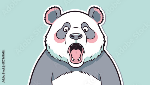 A panda bear with a shocked expression and open mouth