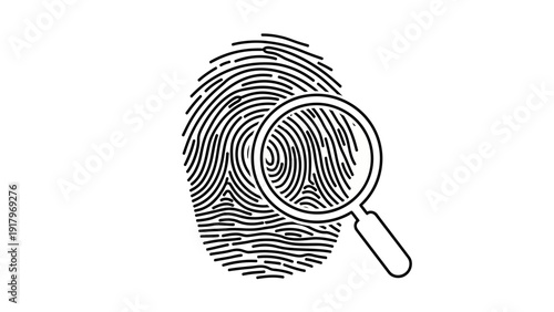 Foto Magnifying glass over fingerprint for analysis and identification