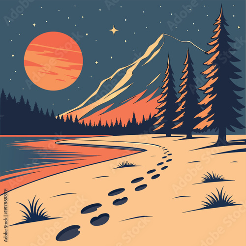 winter landscape vector illustration
