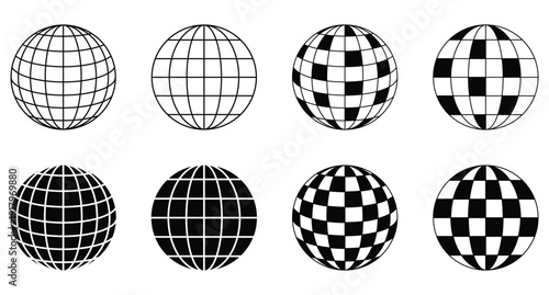 Collection of disco ball icon set. Dance club ball icons collection. Disco ball icons in different styles. Vector illustration. 